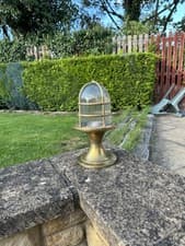 Image of William Estridge Brass Wall Lantern with Glass Shade solid brass post light