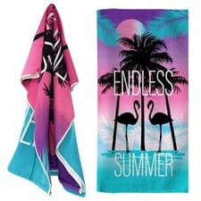 Image of Microfibre Beach Towel Flamingo Design Quick Dry Summer Pool Travel Absorbent