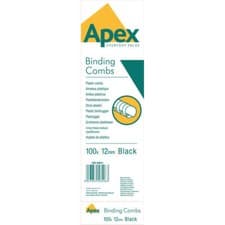 Image of Fellowes Apex Plastic Binding Combs 12mm Black Pack of 100 Stationery 6201101