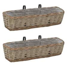 Image of Balcony Planter 2 pcs Wicker with PE Lining 60 cm vidaXL
