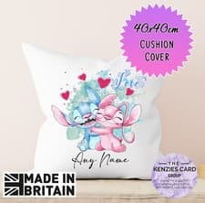 Image of Personalised Disney Lilo & Stitch Cushion Any Name Cushion Cover 40x40cm V3