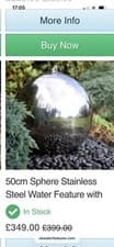 Image of 50cm Sphere Water Feature In Stainless Steel With LED Light