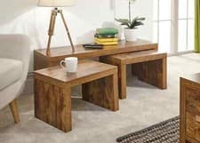 Image of Jakarta Long John coffee table set 1 Large 2 Small Tables Nest minor graded