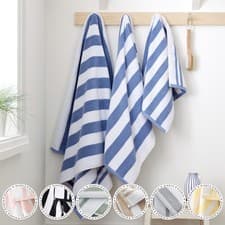 Image of Bianca Reversible Stripe Cotton Jacquard Towels