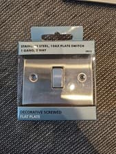 Image of BG Brushed Stainless Steel 10AX 1 Gang, 2 Way Switch Flat Plate SBS12