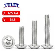Image of M3 (3mmØ) Phillips Flanged Button Head Machine Screws Bolts Stainless Steel