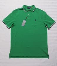 Image of POLO RALPH LAUREN Men's Tipped Collar & Cuff Green Mesh Polo Shirt 710844275042