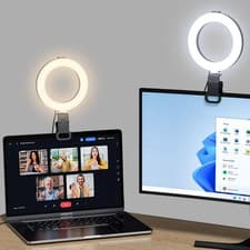Image of Ring Light for Computer Video Conference - Webcam Monitor black