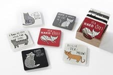 Image of Cat Coasters, Wooden Coasters with Abstract Cats, Set of 6 different Cat Images
