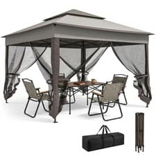 Image of Outsunny Garden Folding Tent Heavy Duty Pop Up Gazebo for Party Light Grey