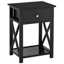 Image of HOMCOM 55cm End Side Table w/ Drawer Shelf Home Storage Furniture Black