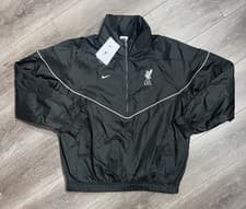 Image of Nike Liverpool FC Black Football Anorak Windrunner Half Zip Jacket BNWT Medium M