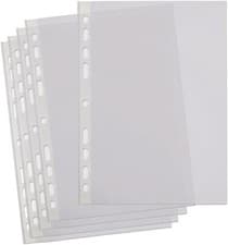 Image of A4 Punched Pockets Clear Plastic Sleeves with Reinforced Strip | Mult-Punched