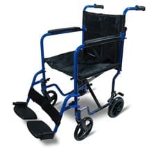 Image of Aidapt Folding Transit Chair  Aluminium Wheelchair with Brakes VA172BLUE 9.8kg
