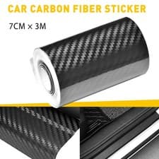 Image of New Black 5D Auto Fiber Carbon Car Door Sill Plate Anti Scratch Scuff Sticker UK