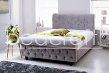 Image of FABRIC DIAMOND SLEIGH BED | Chesterfield Crush Velvet, Chenille, Leather, Plush