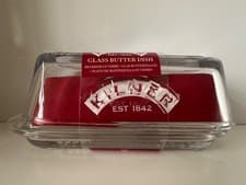 Image of Kilner Glass Butter Dish Serving Tray Keeper Storage Container with Lid 250g New