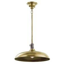 Image of 1 Bulb Ceiling Pendant Light Fitting Natural Brass LED E27 60W Bulb