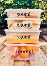 Image of Plastic Food Containers with lids Takeaway Microwave Freezer Safe Storage Boxes
