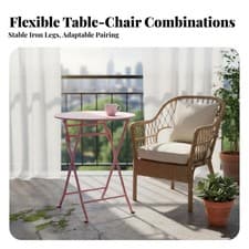 Image of Table with foldable Legs Space-Saving Fold-in-Half circular table adaptable