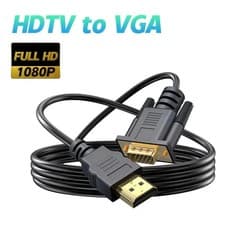 Image of 1.8m HDMI to VGA Cable Monitor Lead PC XBOX Laptop Converter Adapter 2M UK