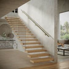 Image of Rothley Staircase Handrail Kit Brass 3.6m EasyFit Stainless Steel Bannister