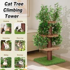 Image of Cat Tree Scratching Post with Leaves Multilevel Climbing Tower Activity Centre