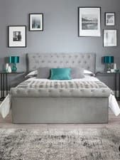 Image of Yorkshire fantsay Grey Chesterfield Side Lift Ottoman Storage Bed