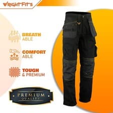 Image of Mens Cargo Work Trousers Heavy Duty Holster & Knee Pads Pockets Combat Workwear