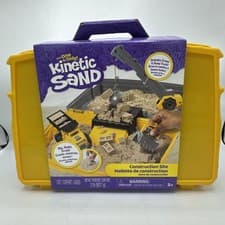 Image of Kinetic Sand Construction Site Folding Sandbox Playset with Vehicle Crane Mould