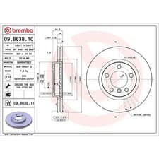Image of Brembo Prime Line UV Coated Vented Brake Disc Pair - 09.B638.11 Fits Mini