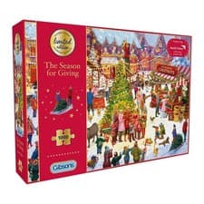 Image of Gibsons Christmas Jigsaw Puzzle 1000 Piece Snowy Village Market Scene