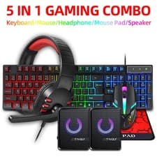 Image of 5-in-1 Layout Wired 104 Keys Gaming Keyboard Mouse Headphone Speaker RGB Xbox PC