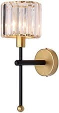 Image of Crystal Wall Light Sconce - Modern Minimalist Black with Crystal Shade, E14 Bulb