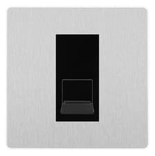 Image of BG Evolve Brushed Steel Single RJ11 Telephone Socket PCDBSRJ111 - Black Insert
