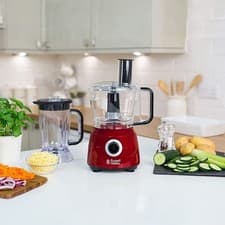 Image of Russell Hobbs Food Processor and Jug Blender, Red, 1.5L, 600W - 24730