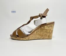 Image of Women’s Dune Koala Plait T Bar Wedge Sandals Tan Brown Leather UK Size 3 EUR 36