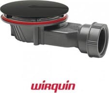Image of Wirquin Matt Black Extra Slim Low Profile Waterless Shower Tray Trap & Waste