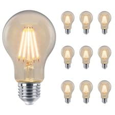 Image of 4W LED A60 Filament Light Bulb E27 Clear Glass Warm White 2500K 10 Pack