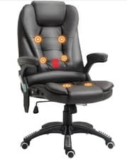 Image of Heated Vibrating Massage Office Chair with Reclining Function Seat Brown