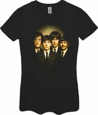 Image of The Beatles Halftone Ladies Fitted T Shirt Small-2XL