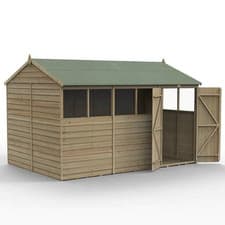Image of 12x8 SHED REVERSE APEx DOUBLE DOOR 6 WINDOWS WOODEN GARDEN PRESSURE TREATED