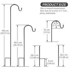 Image of Shepherds Crook Hooks, 100cm/39.4in Adjustable Height Hooks  Metal Garden Stakes