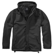 Image of Brandit Windbreaker Front Zip Mens Hooded Water repellent Hiking Outdoor Black