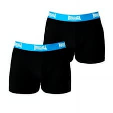 Image of MENS LONSDALE BLACK/BLUE BOXER SHORTS TRUNKS-NO FLY UNDERWEAR-2 PACK-2XL-2XL202