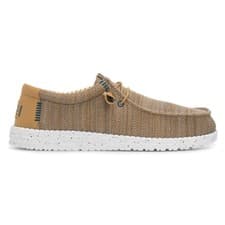 Image of HEY DUDE Mens Shoes Beige Adults Slip On Navy Bungee Lace Wally Stretch Sox SIZE