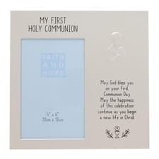 Image of Communion Photo Frame 4'x6' with Embossed Praying Boy and Blessing