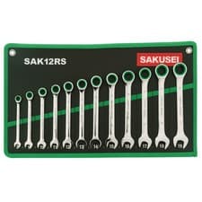 Image of Combination Ratchet Spanner Set 8-19mm Fixed Head 12pc with Storage Roll
