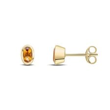Image of 9ct Yellow Gold 5x3mm Oval Citrine Rubover Stud Earrings