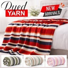 Image of Rich Cotton Blanket Sofa Bed Throw Dyed Yarn Blankets Single Double King